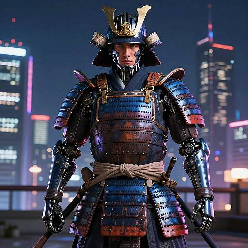 Cybernetic Samurai in Neon City