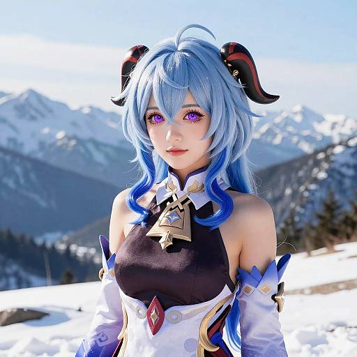 Ganyu in Snowy Mountain Landscape