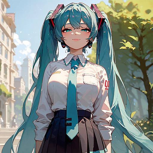 Hatsune Miku Smug Outdoor Portrait