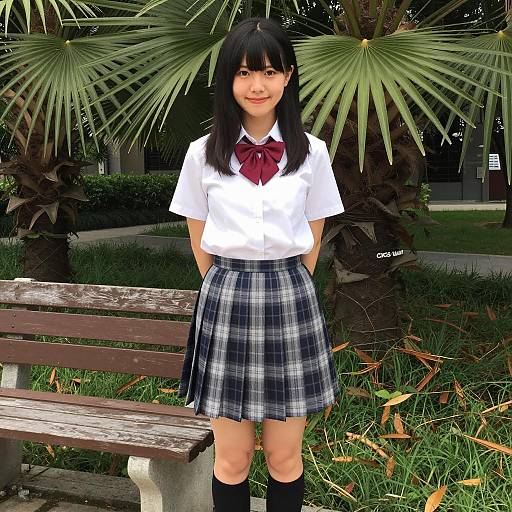 Smiling Asian Woman in Casual Outfit