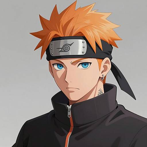 Intense Young Man with Spiky Orange Hair