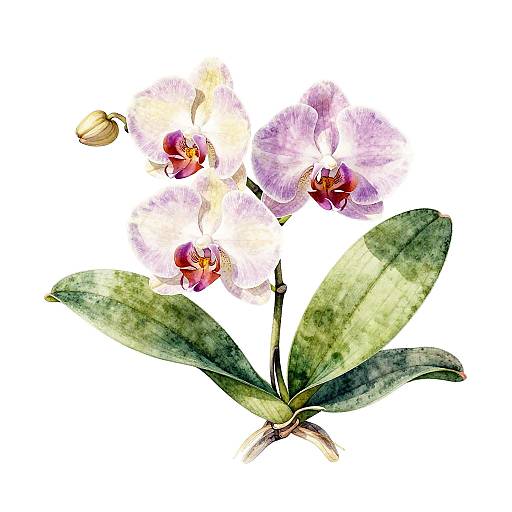Watercolor Orchid Botanical Illustration
