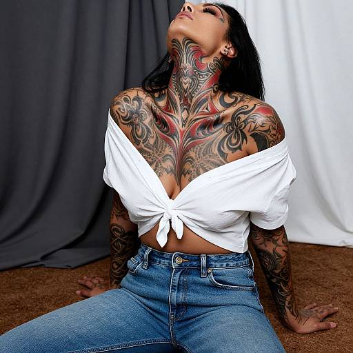 Vivid Portrait of Tattooed Woman