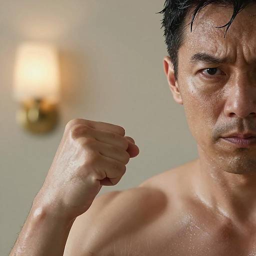 Intense Close-Up of a Muscular Man