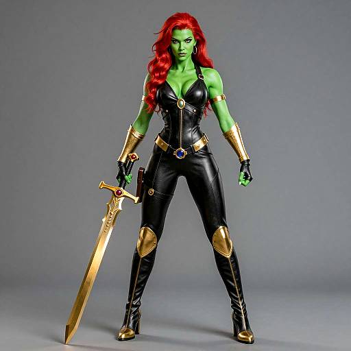 Intense Green-Skinned Warrior Character