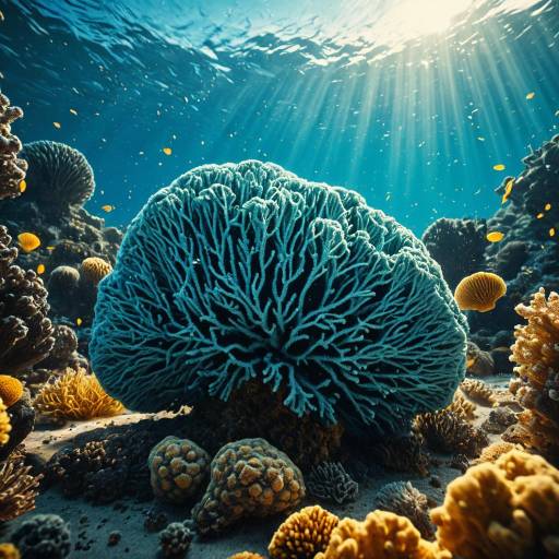 Underwater Yarn Blue Powder Coral with Golden Light