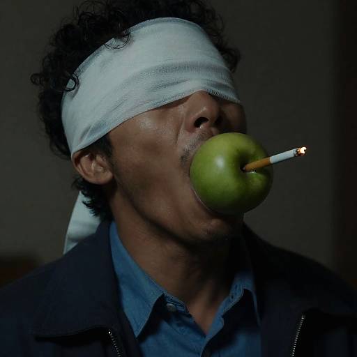 Mysterious Man with Apple and Cigarette