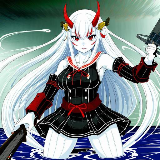 Illustration of Aircraft carrier water oni, kantai collection in the style of Cyclone (reizei)