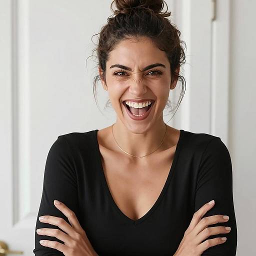 Intense Smile of a Confident Woman