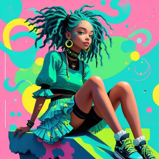 Cheerful Character in Neon Pop Art
