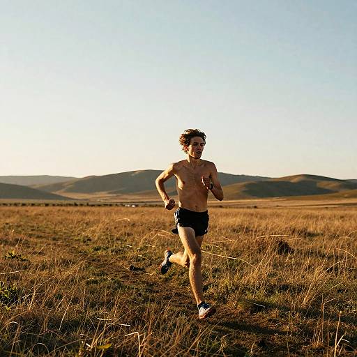 Shirtless Cross Country Runner in Golden Hour