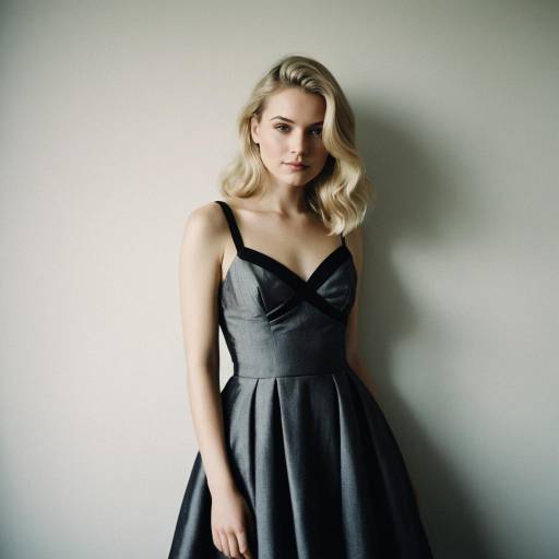 Elegant Blonde Woman in Vintage Cocktail Dress