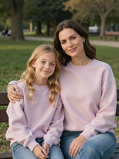 Relaxed Mother and Daughter Park Portrait