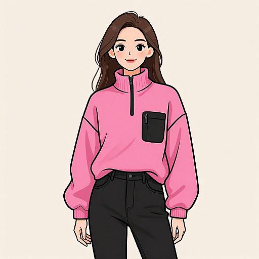 Smiling Woman in Vibrant Pink Fleece