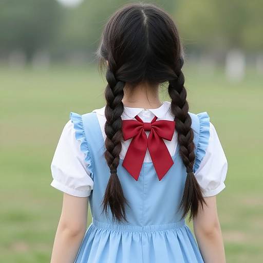 Girl with Long Braids and Bow