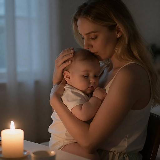 Candlelit Moment: Mother and Baby