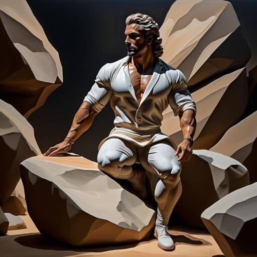 Elegant Clay Man in Dramatic Lighting