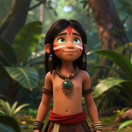 Enchanting Jungle Girl with Tribal Style