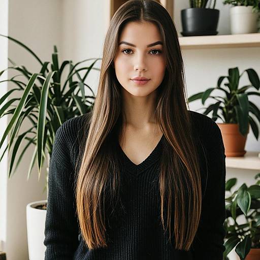 Young Woman by Indoor Plants