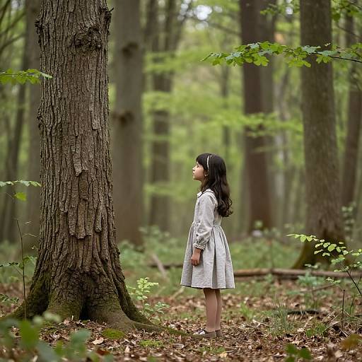 Young Girl Standing in Forest