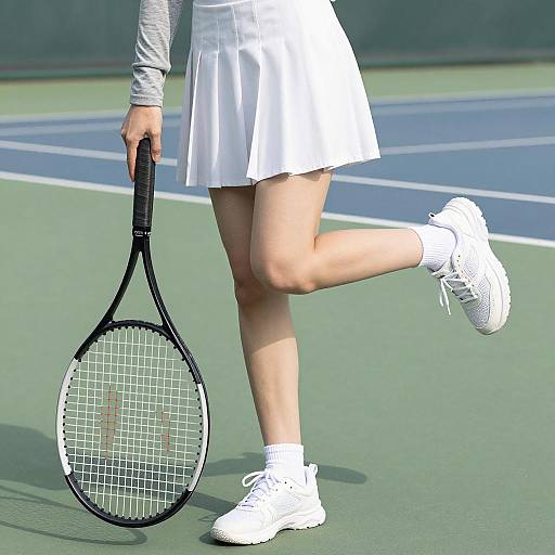 Tennis Player on Green Court Pose