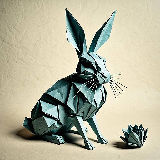 Majestic Paper Origami Rabbit Sculpture