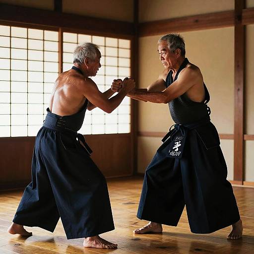 Elderly Warriors' Intense Dojo Duel
