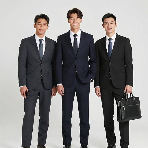 Three Men in Suits with Briefcase