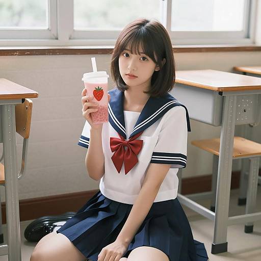 Captivating Classroom Portrait of Schoolgirl