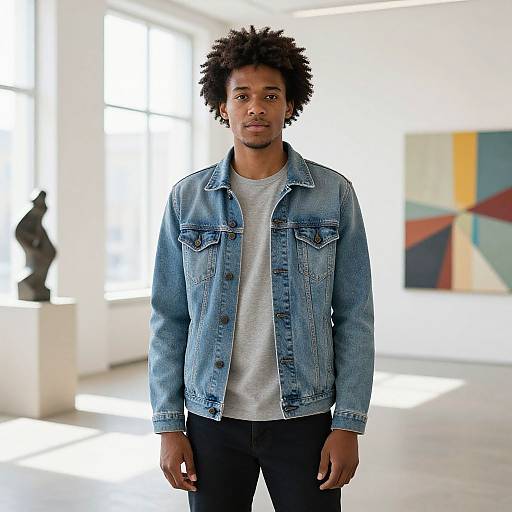 Young Man in Modern Art Gallery