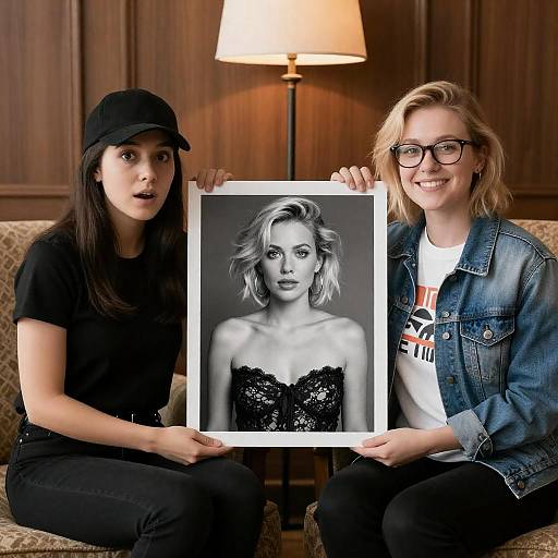 Indoor Portrait of Two Friends Sharing