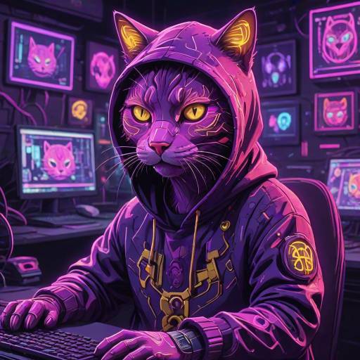 Edgy Tabby Cat in Hacker Style Edgy Tabby Cat in Hacker Style