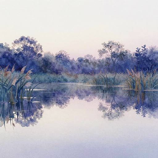 Minimalist Soft Watercolor Pond