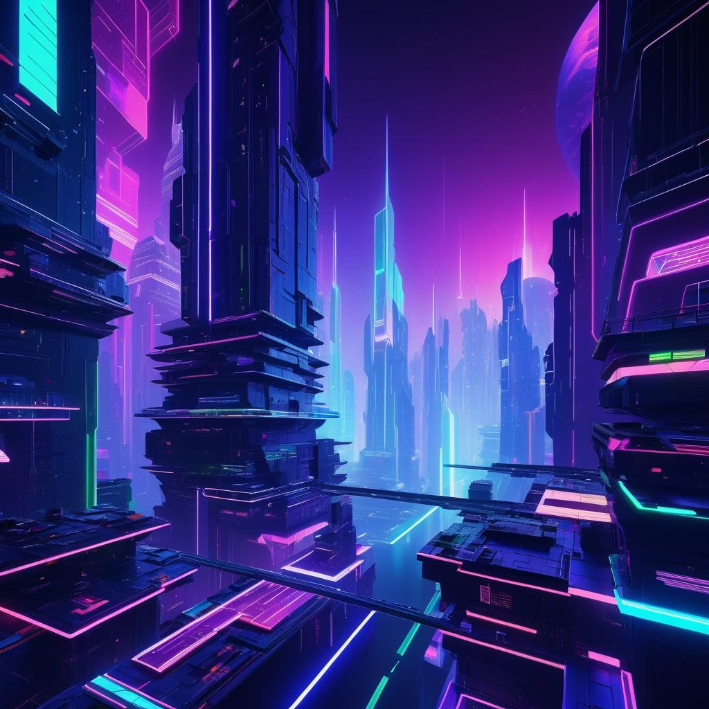 Galactic AI Conspiracy in Neon Cyberpunk