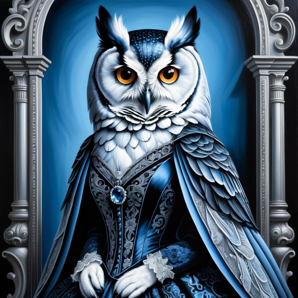 Melancholic Ghost Owl in Victorian Elegance