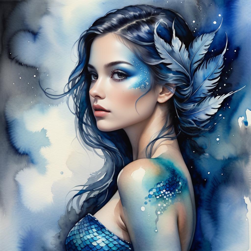 Ethereal Mermaid in Mystical Nightscape