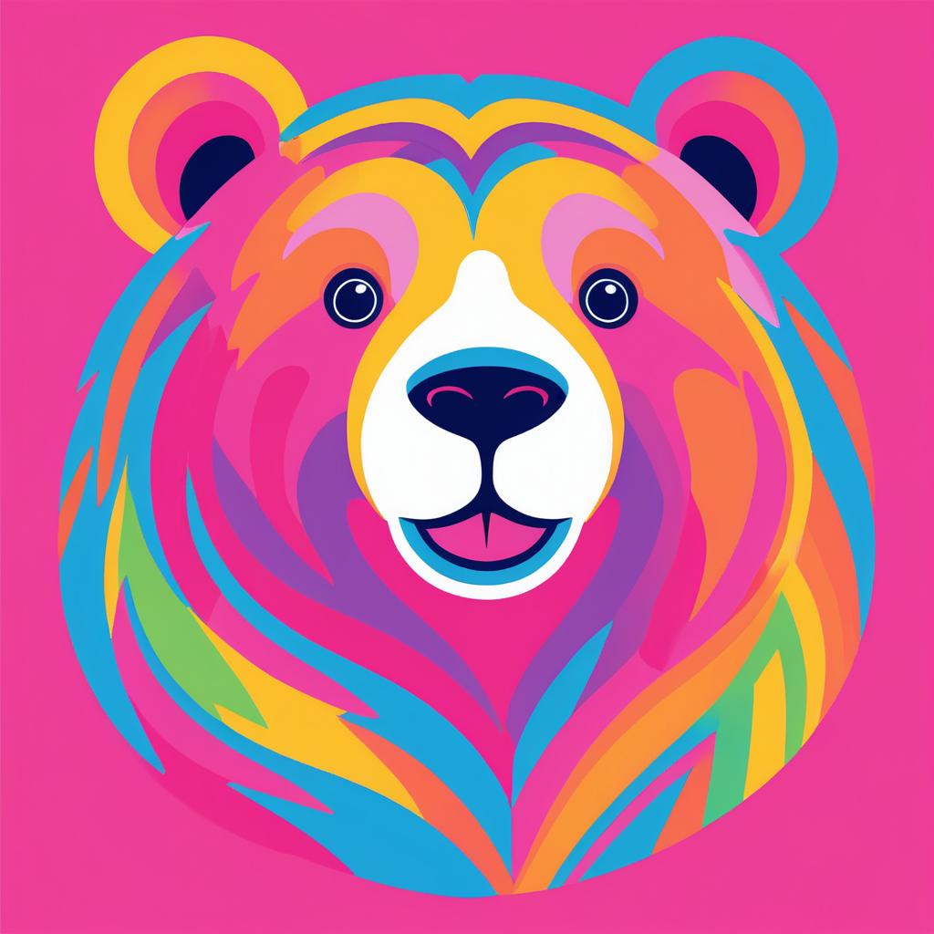 Vibrant Bear Illustration for Screen Printing