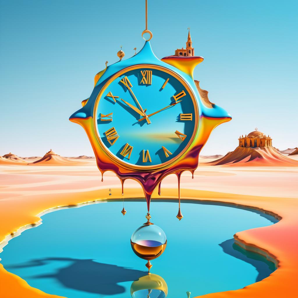 Surreal Melting Clock in Dreamscape