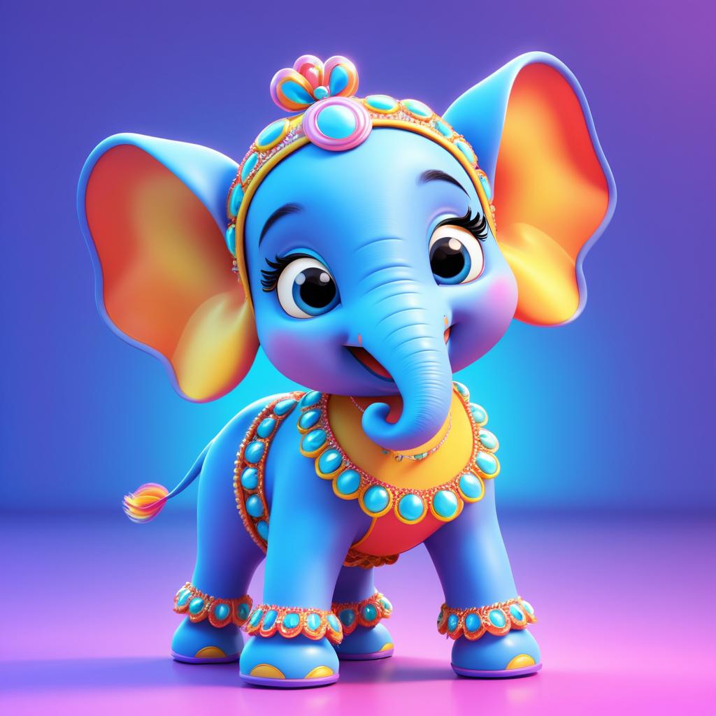 Playful Pixar-Style Flapper Baby Elephant