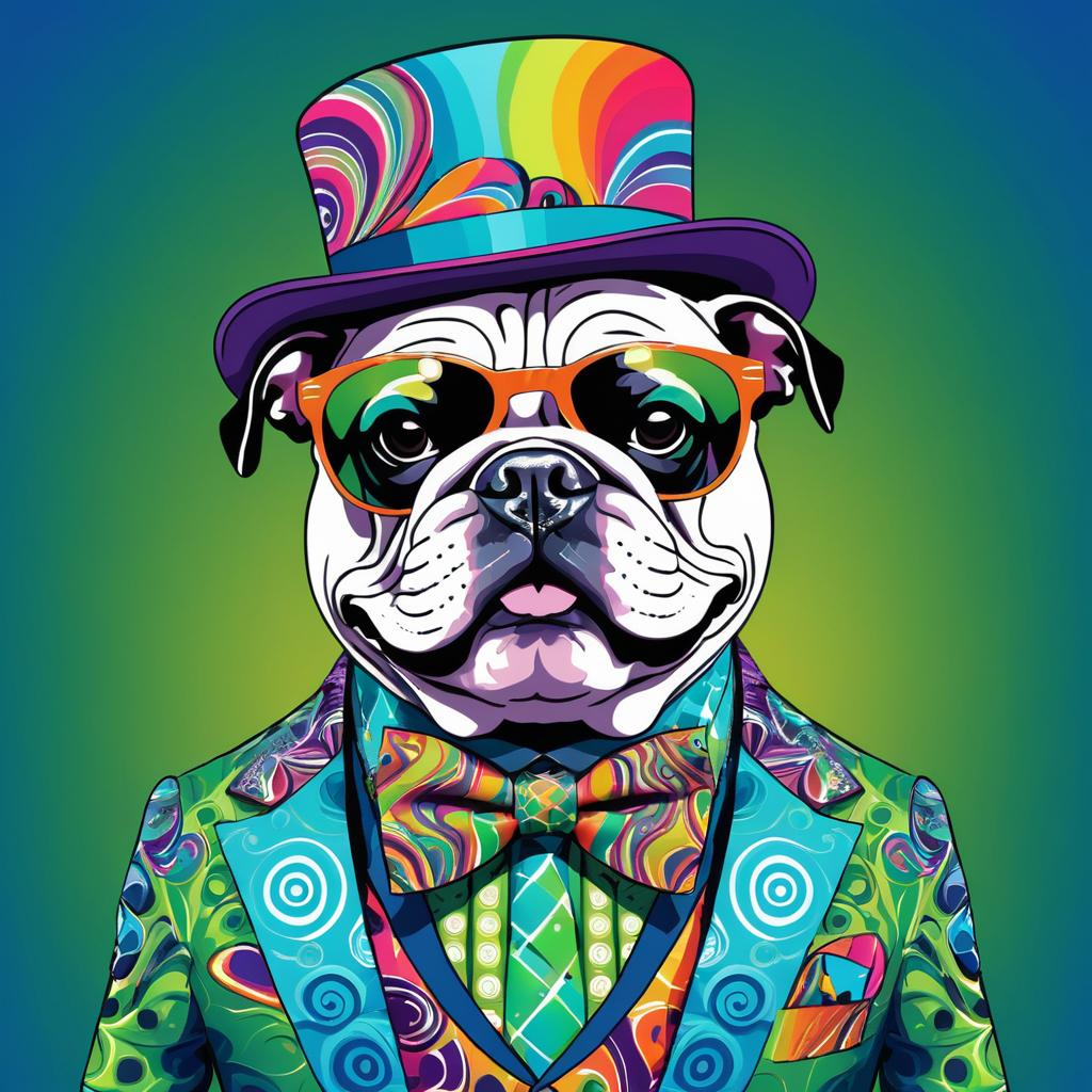 Psychedelic Bulldog in Eccentric Fashion