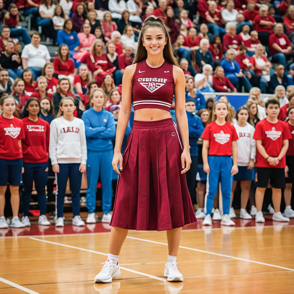 Energetic Cheerleader at Community Fair