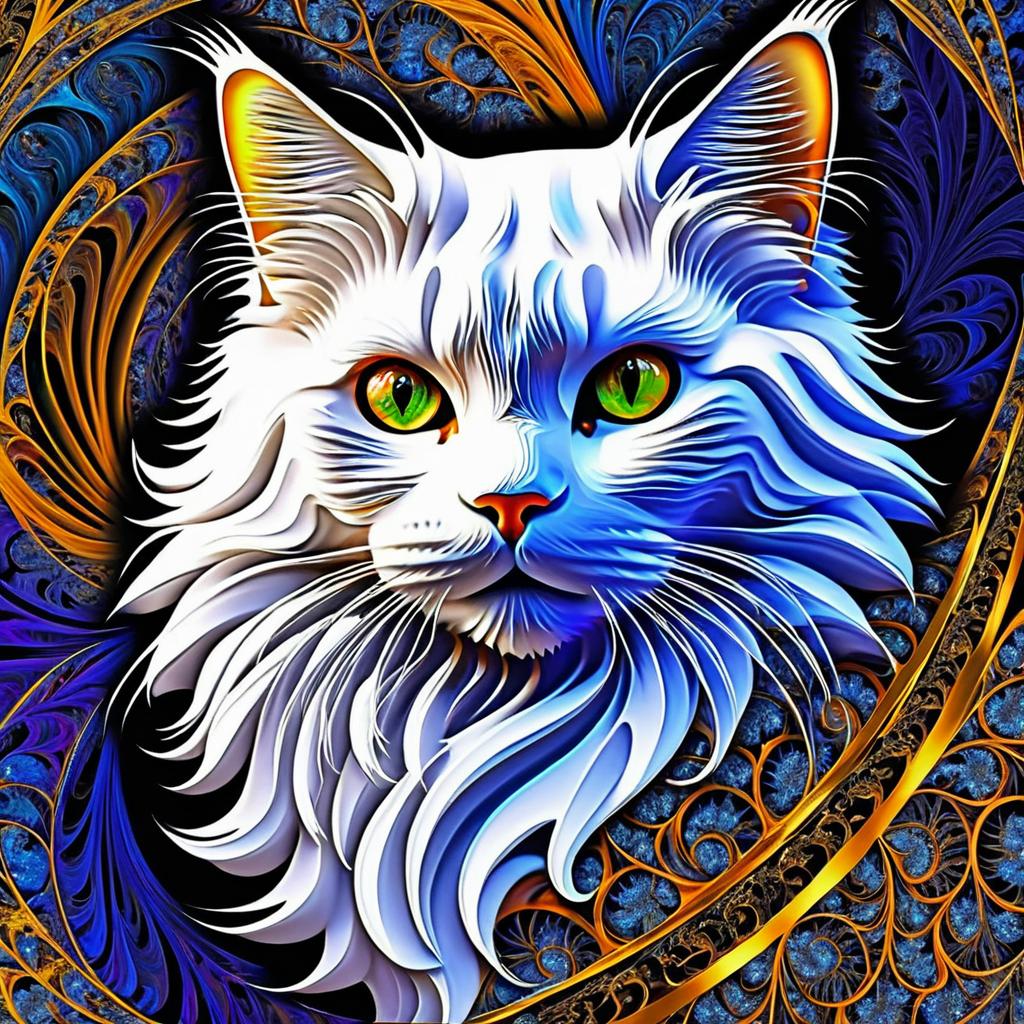 Intricate Fractal Cat Art Masterpiece