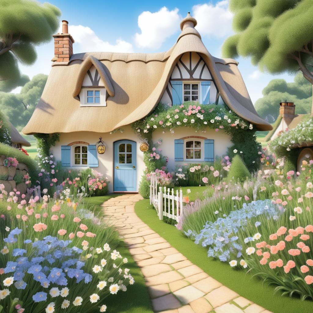 Whimsical Storybook Cottage Illustration