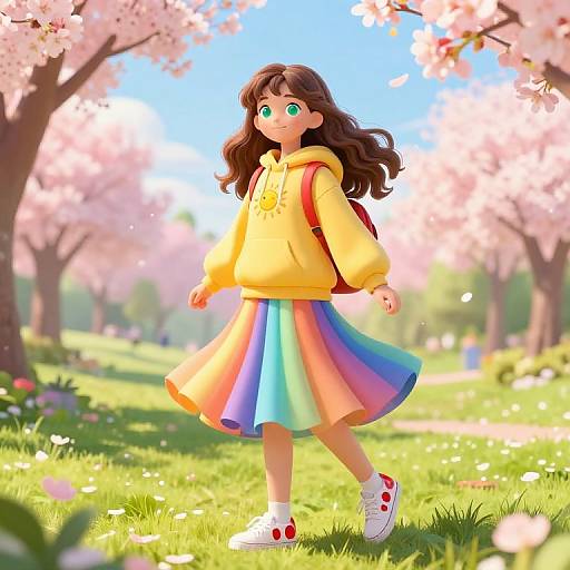 Cheerful Teen in Vibrant Park Scene