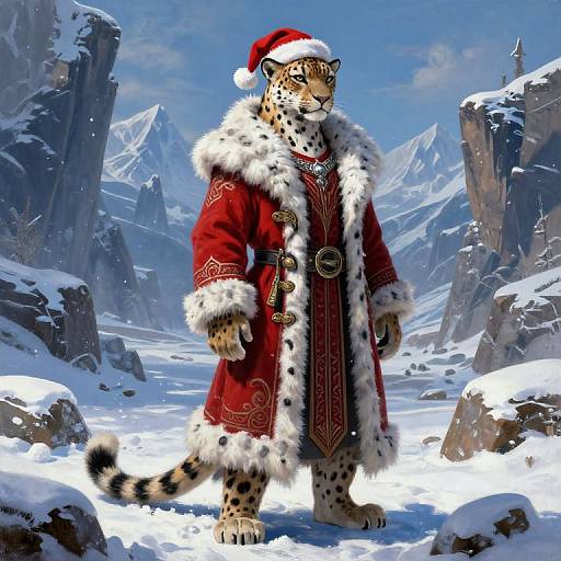 Futuristic Khajiit in Snowy Fantasy