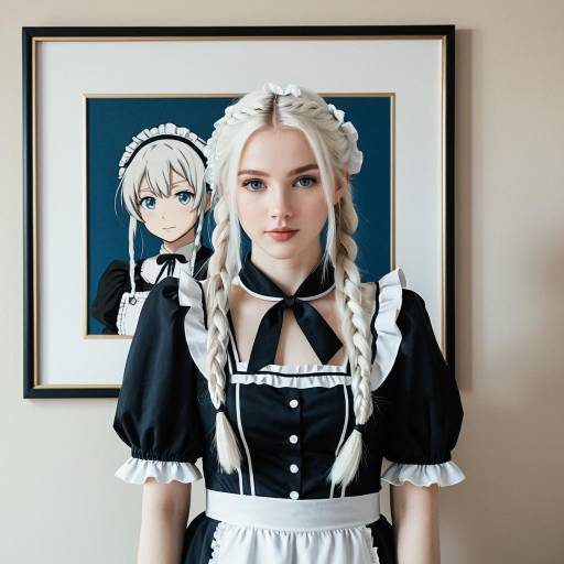 Young Woman in Black and White Maid Outfit