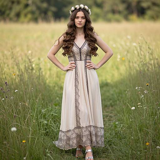 Confident Woman in Sunlit Meadow