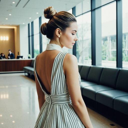 Fashion Model with Low Bun Hairstyle in Elegant Gown Fashion Model with Low Bun Hairstyle in Elegant Gown