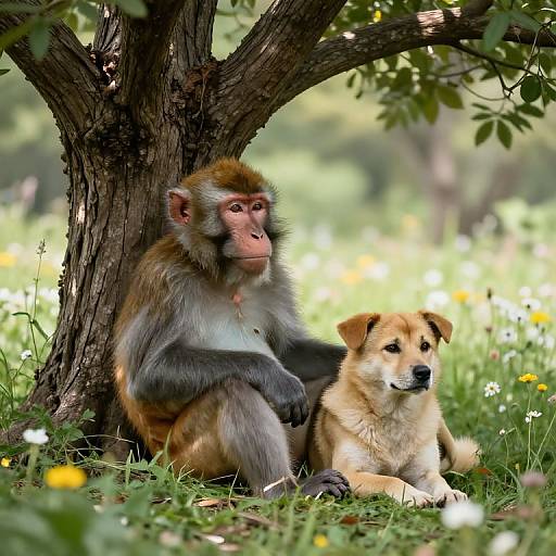 Half Monkey Half Dog Resting Peacefully