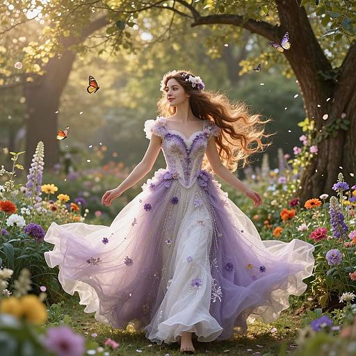 Ethereal Woman in Enchanted Garden